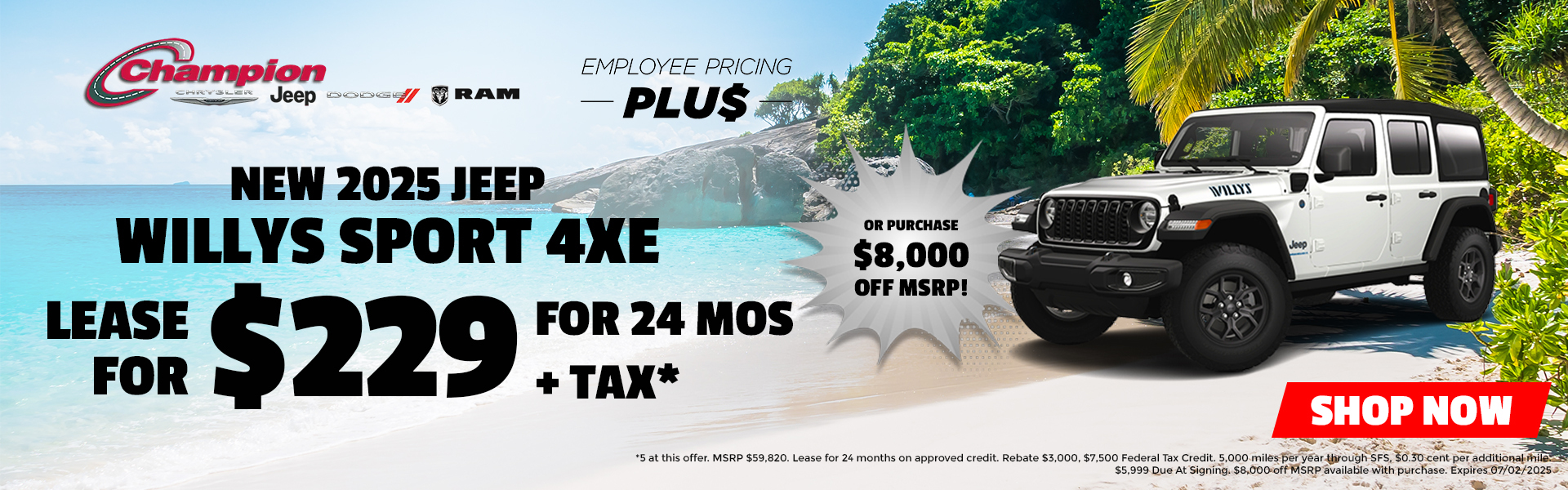 New 2025 jeep Willys Sport 4XE | Lease For $229