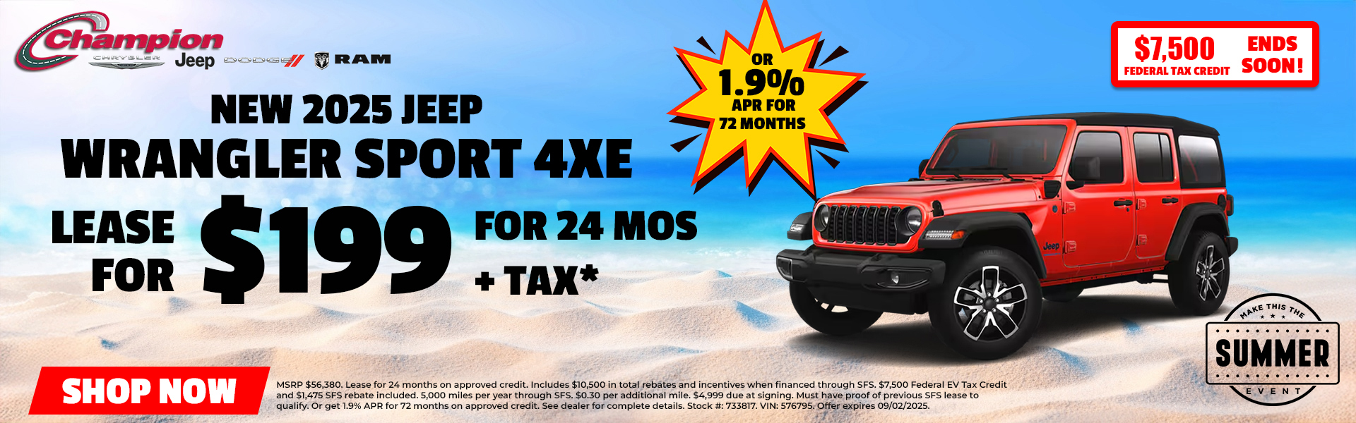 NEW 2025 JEEP WRANGLER SPORT 4XE | LEASE 199